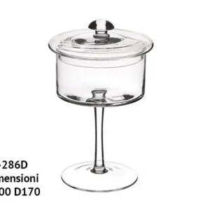 Scatola vetro gambo lungo forma cilindro h 30 cm