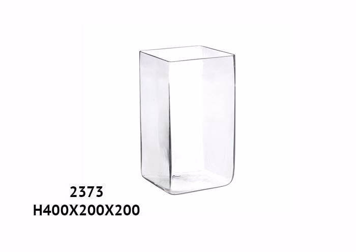 Vaso prisma di vetro quadrato taglio freddo cm 20×20 h40 – Vasi quadrati vetro