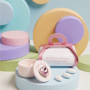 Claraluna – Scatola c/candela Cuore Rosa 25345