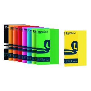 Carta per la stampa Favini Rismaluce Small Colori Forti: risma di 100 fogli, 90 g/mq, giallo sole 53
