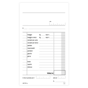 Blocco Data Ufficio note per tintoria: 50 fogli, in duplice copia, autoricalcante, 16.8 X 10 cm