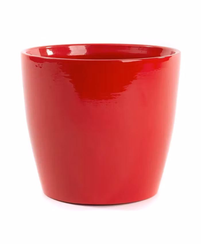 Portavaso ceramica forma svasata profilo curvo cm 24 h22 colore rosso