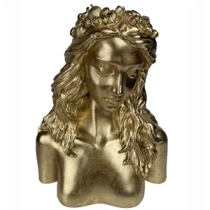 Busto donna portavaso oro corona conchiglie cm 48×33 h57