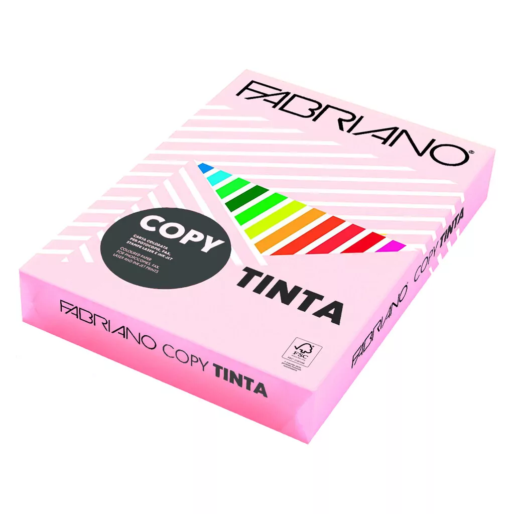Carta Fabriano CopyTinta Colori Tenui: rosa, 210 X 297 mm, A4, 80 g/mq, 500 fg.