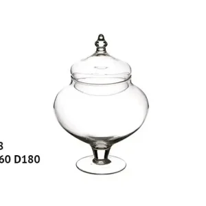 Scatola vetro forma ovale con piede alta 26 cm (6 pz)