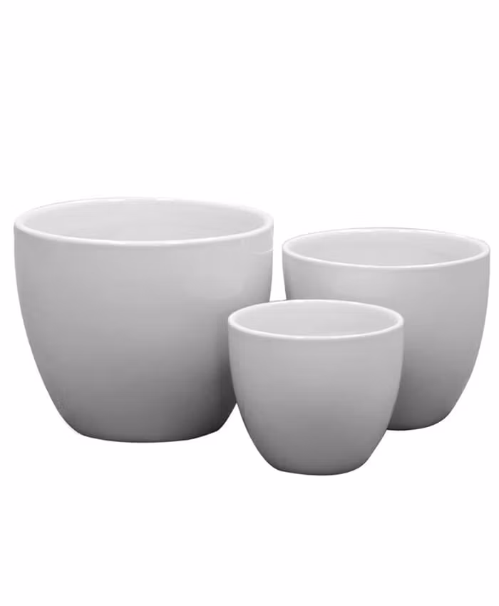 Serie portavasi ceramica bianca grezza smaltata decoro floreale cm 15-20