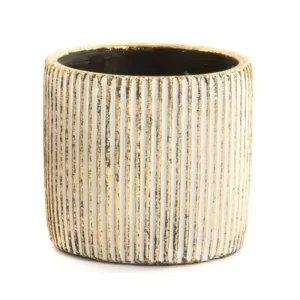 Porta vaso cemento forma cilindro decoro colori oro nero cm 12 h12