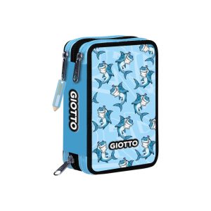 Astuccio 3 Zip Giotto Cryptopuppets: Little Shark, con corredo