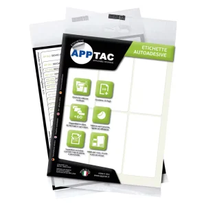 Etichette adesive AppTac: 70 X 37 mm, A5, (6 per foglio), cf. da 10 fg.