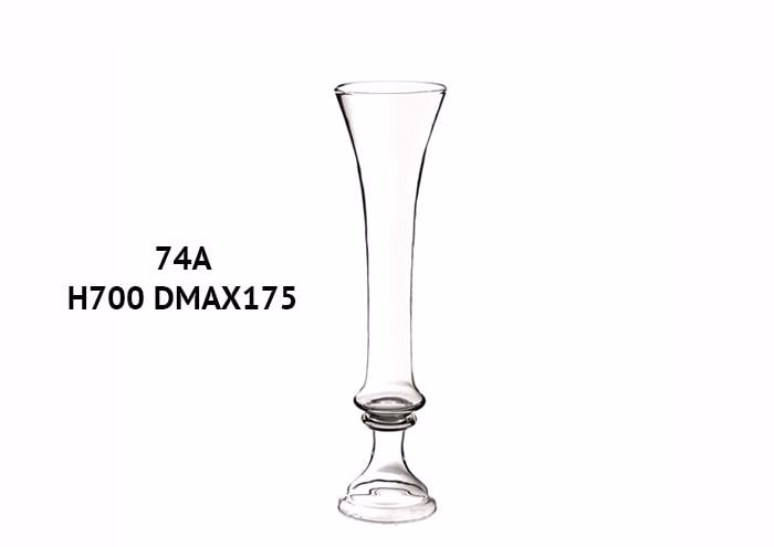 Vaso alto vetro piede lavorato diametro 17 altezza 60 cm