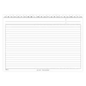 Scheda Data Ufficio generica a righe con rubrica a – z punti traccia colonne: 14 X 24 cm, 140 g/mq, cf. da 96 u.