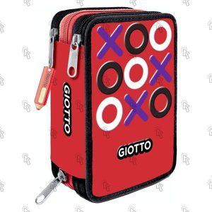 Astuccio 3 Zip Giotto Tris: rosso / nero, in tessuto