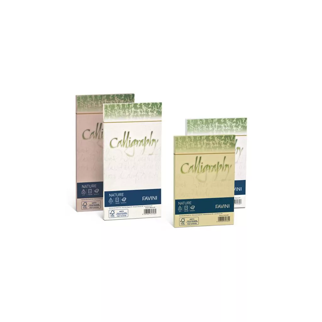 Buste Favini Calligraphy Nature: blister con 25 u., 11 × 22 cm, 90 g/mq, alga avorio - immagine 2