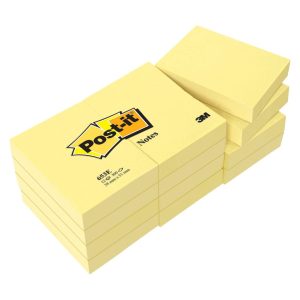 Memo adesivi 3M Post-It Notes: giallo canary, 38 X 51 mm, 100 fogli