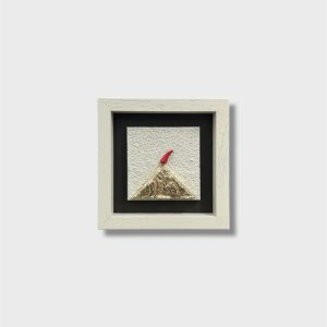 Quadro Paesaggio Vesuvio Contemporaneo 14x14cm Avorio