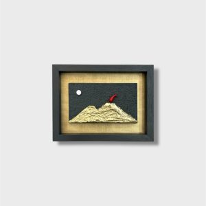 Quadro Paesaggio Vesuvio Contemporaneo 16×21,5cm Grigio