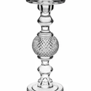 Porta candela in vetro con sfera effetto diamante  diametro 11 alto 29 cm