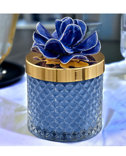 CANDELA RIGATA PROFUMATA BLU CAPODIMONTE