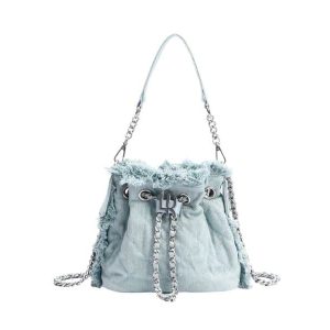LABEL ROSE Borsa Missy Bucket Denim Azzurro