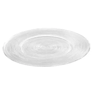 Piatto in vetro tondo decoro righe concentriche diametro cm 33