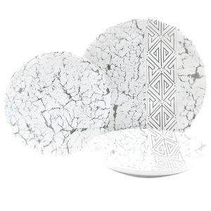 Set Piatti 18pz Marmo Grigio