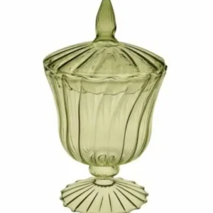 Bomboniera in vetro colorato sagomato con tappo alta 25 cm Oliva