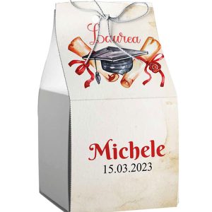 SCATOLINA PORTACONFETTI LAUREA PERGAMENA PERSONALIZZATA