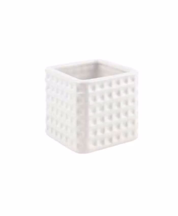 Portavaso Cubo sagomato puntinato Bianco misure in cm 10×10 h10