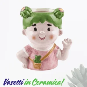 Vaso testa bimba cactus maglia rosa altezza 18 cm