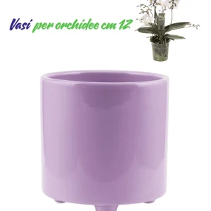 Vasi per orchidee forma cilidro con piedini colore lilla