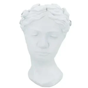 Vaso testa stile romano in cemento porta vaso alto 27 cm