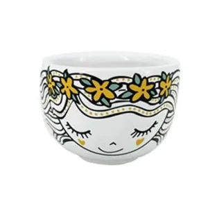 Testa portavaso ceramica dipinta nastrino capelli cm 11 h6