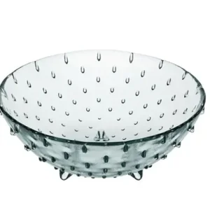 Centrotavola vetro decorazione gocce con piedini diametro 20 h7 cm