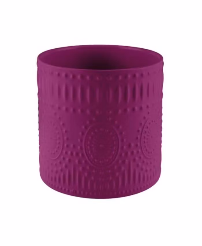 Vaso orchidea in ceramica decorata di forma cilindrica colore Magenta