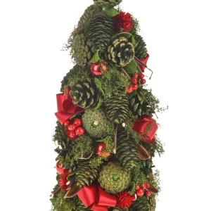 ALBERO DI NATALE CON PIGNE e FIOCCHI 36cm
