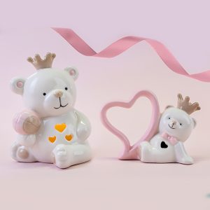 ORSETTO CON CORONCINA ROSA LED