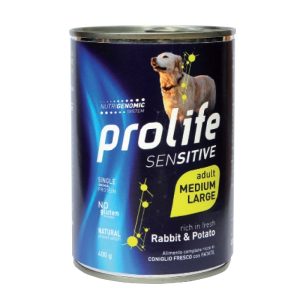 PROLIFE CANE SENSITIVE ADULT CONIGLIO E PATATE MEDIUM E LARGE LATTINA GR 400 X 6