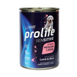 PROLIFE CANE SENSITIVE PUPPY AGNELLO E RISO MEDIUM E LARGE LATTINA GR 400 X 6
