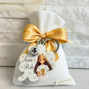 PORTACHIAVI QUADRIFOGLIO COMUNIONE BIMBA