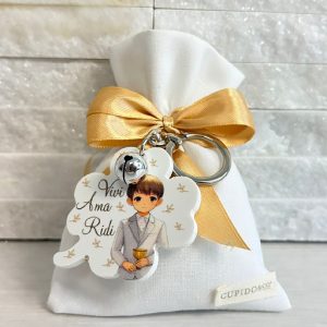 PORTACHIAVI QUADRIFOGLIO COMUNIONE BIMBO