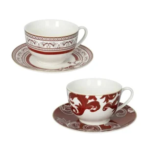 TAZZA THE ROYAL RED SET 2pz NEW BONE CHINA
