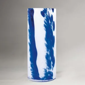 VASO DORICO BIANCO e BLU in VETRO